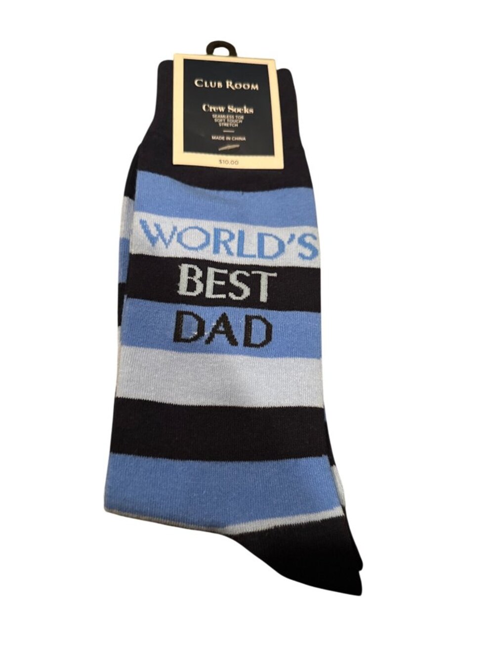 Club Room Crew Socks “ World’s Best Dad” NWT Blue Father's Day